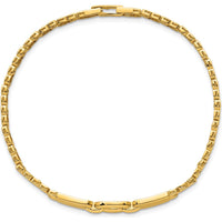 14K Yellow Gold Polished Fancy Oval Center Brick Link Bracelet - 7.5" Length by 0