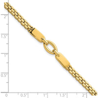 14K Yellow Gold Polished Fancy Oval Center Brick Link Bracelet - 7.5" Length by 0