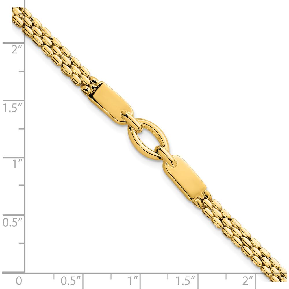 14K Yellow Gold Polished Fancy Oval Center Brick Link Bracelet - 7.5" Length by 0