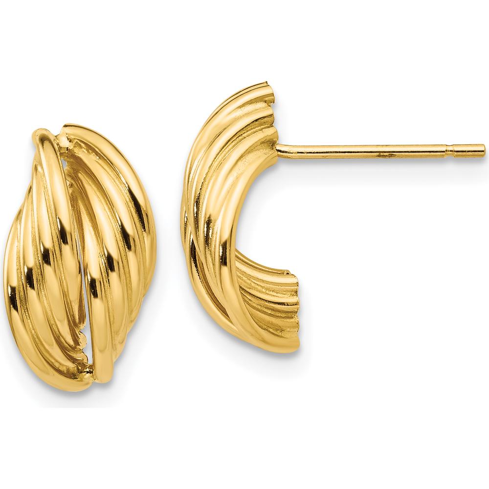 14K Yellow Gold Polished Fancy Post Earrings - Elegant Sculptural Design by Oro Pregiato