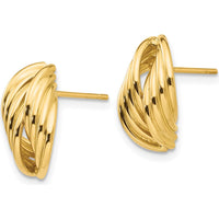 14K Yellow Gold Polished Fancy Post Earrings - Elegant Sculptural Design by Oro Pregiato