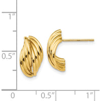 14K Yellow Gold Polished Fancy Post Earrings - Elegant Sculptural Design by Oro Pregiato