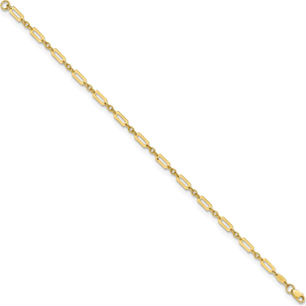 14K Yellow Gold Polished Fancy Rectangle Link Bracelet - 7.5" Length by Oro Pregiato