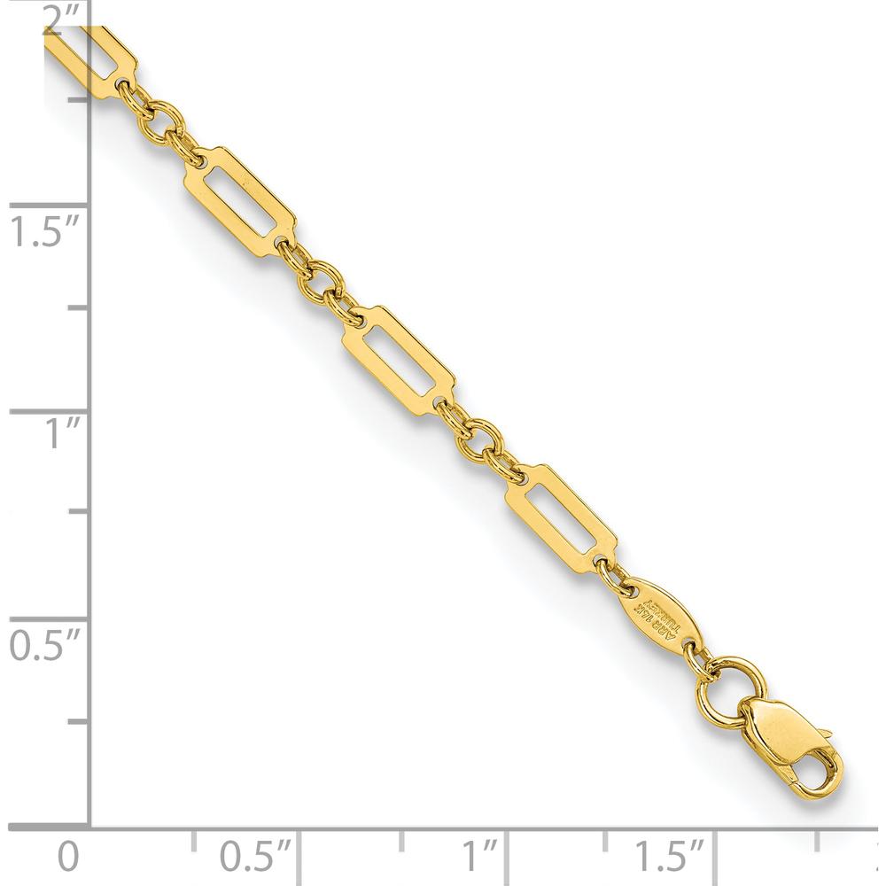14K Yellow Gold Polished Fancy Rectangle Link Bracelet - 7.5" Length by Oro Pregiato