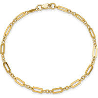 14K Yellow Gold Polished Fancy Rectangle Link Bracelet - 7.5" Length by Oro Pregiato