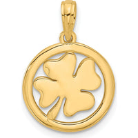 14K Yellow Gold Polished Fancy Shamrock in Circle Charm - 17mm by Oro Pregiato