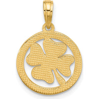 14K Yellow Gold Polished Fancy Shamrock in Circle Charm - 17mm by Oro Pregiato