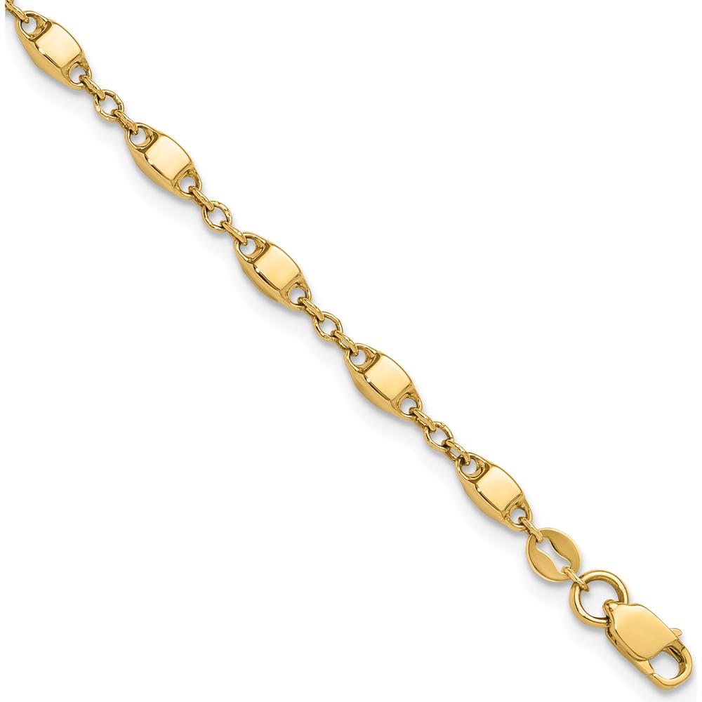 14K Yellow Gold Polished Fancy Square Link Bracelet - 7.5 inches by Oro Pregiato