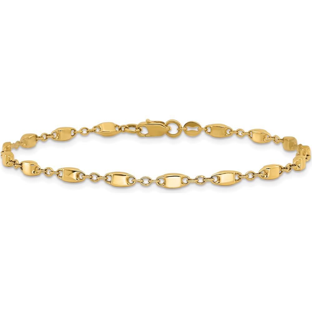 14K Yellow Gold Polished Fancy Square Link Bracelet - 7.5 inches by Oro Pregiato
