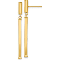 14K Yellow Gold Polished Fancy Squared Post Dangle Earrings - 47mm Length by Oro Pregiato