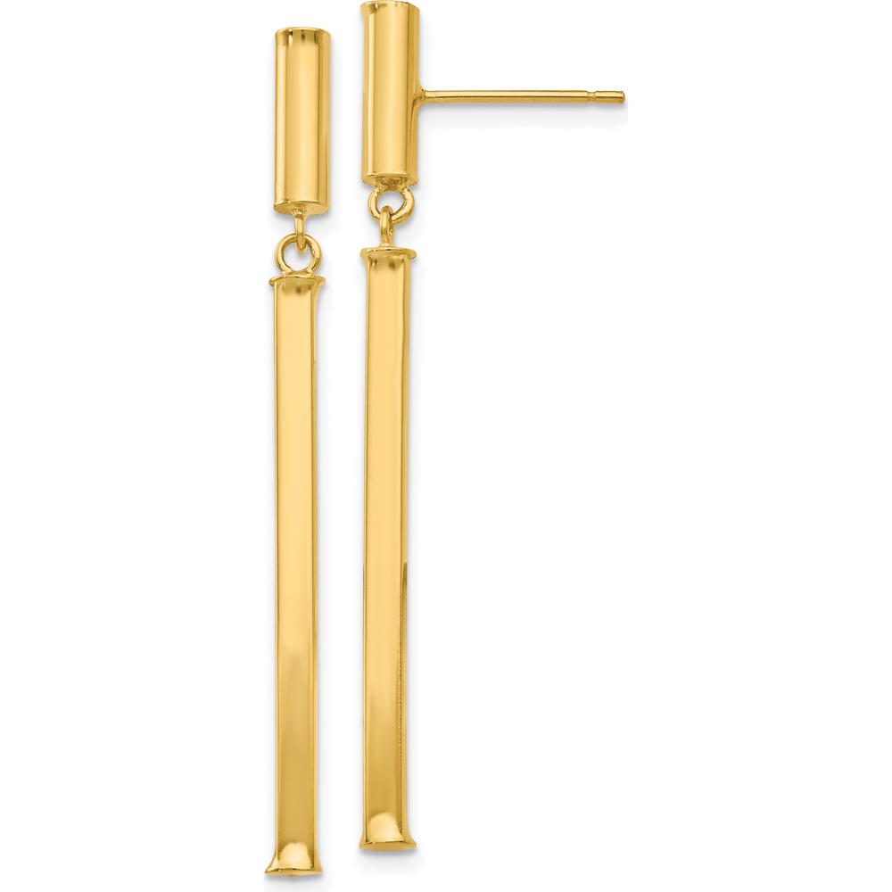 14K Yellow Gold Polished Fancy Squared Post Dangle Earrings - 47mm Length by Oro Pregiato