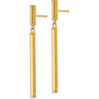 14K Yellow Gold Polished Fancy Squared Post Dangle Earrings - 47mm Length by Oro Pregiato