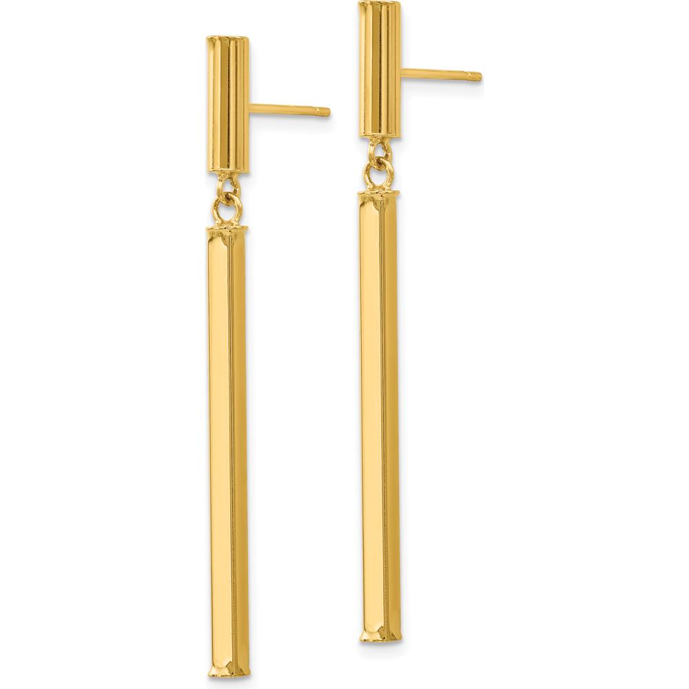 14K Yellow Gold Polished Fancy Squared Post Dangle Earrings - 47mm Length by Oro Pregiato