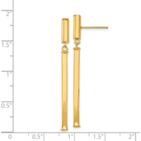 14K Yellow Gold Polished Fancy Squared Post Dangle Earrings - 47mm Length by Oro Pregiato