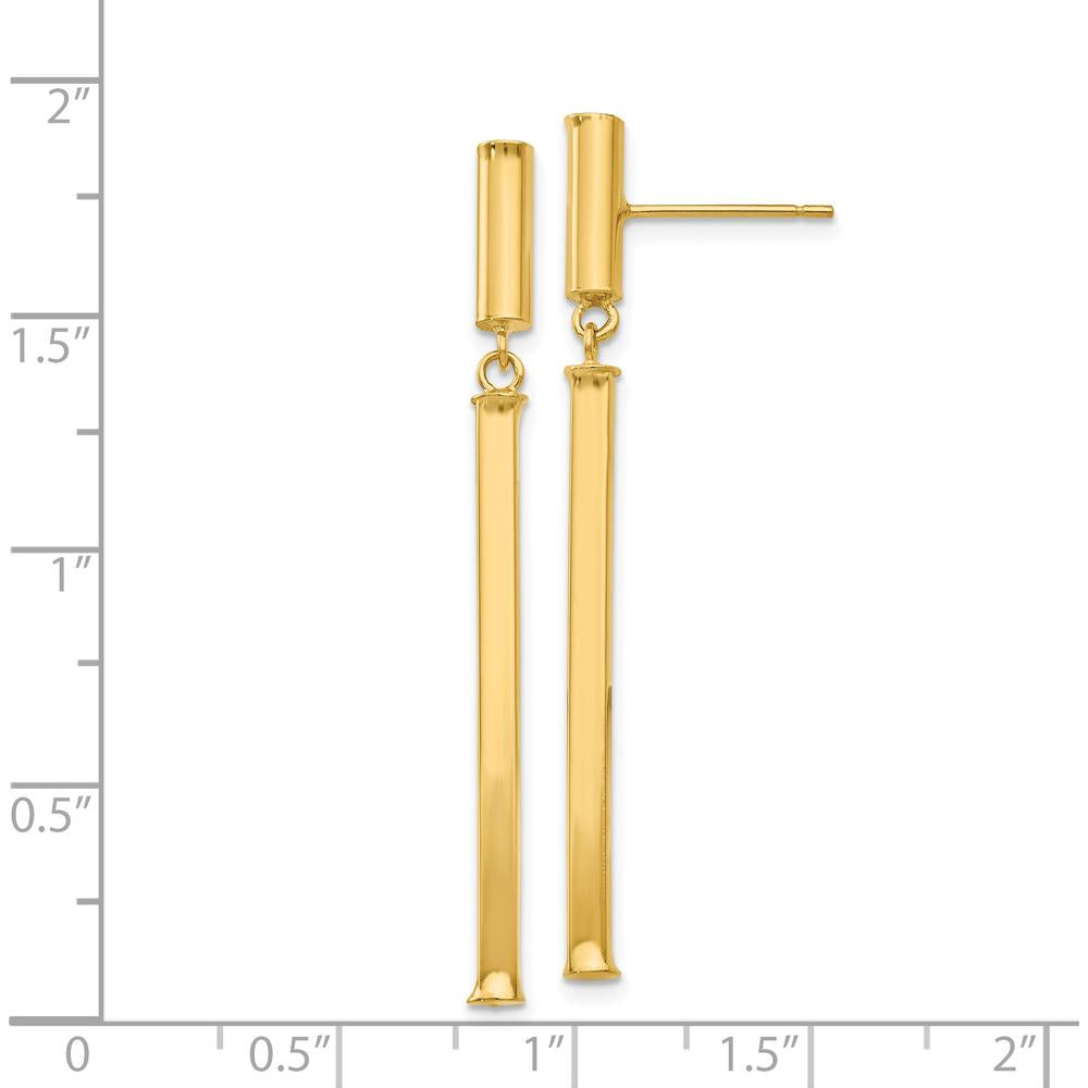 14K Yellow Gold Polished Fancy Squared Post Dangle Earrings - 47mm Length by Oro Pregiato