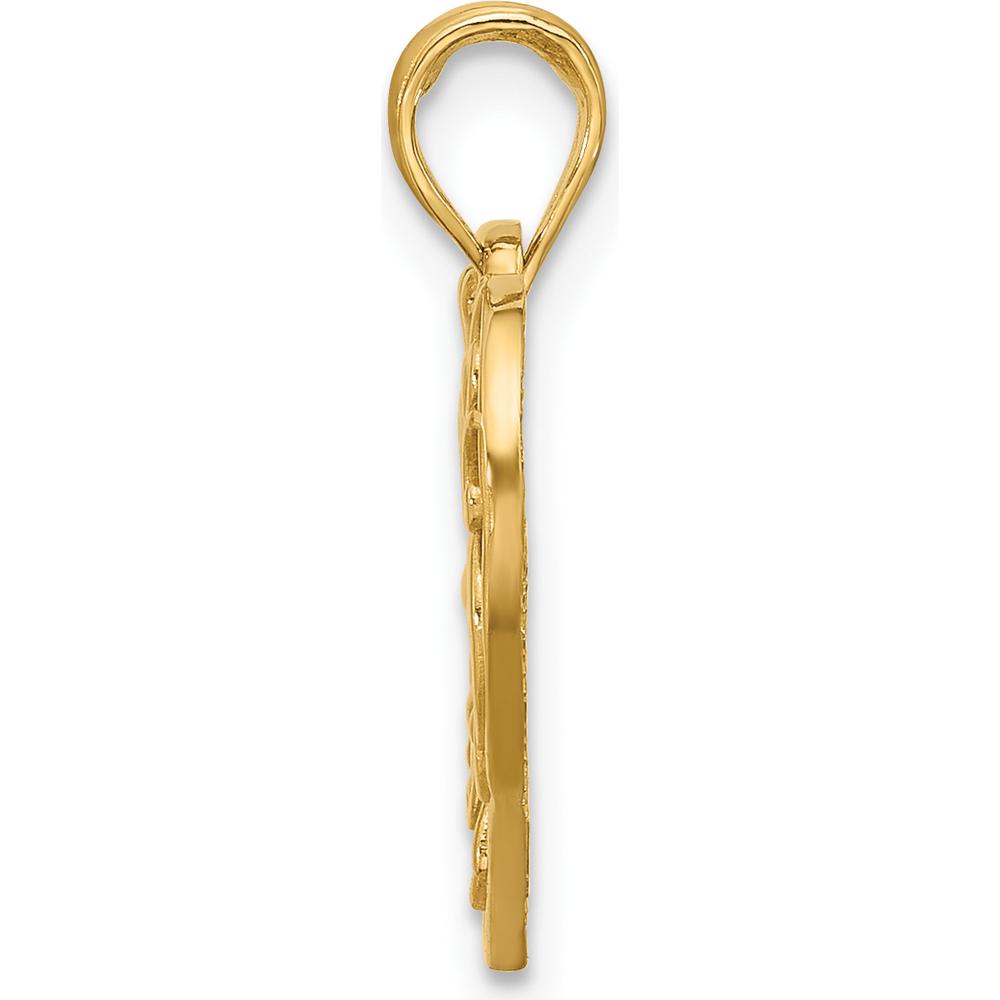 14K Yellow Gold Polished Fancy Swirl Filigree Heart Charm - 21mm Length by Oro Pregiato