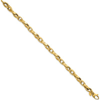 14K Yellow Gold Polished Fancy Textured Oval Twisted Link Bracelet - 7.5" Length by 0