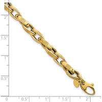 14K Yellow Gold Polished Fancy Textured Oval Twisted Link Bracelet - 7.5" Length by 0