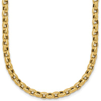 14K Yellow Gold Polished Fancy Textured Rolo Link Necklace - 17.25" Length by 0