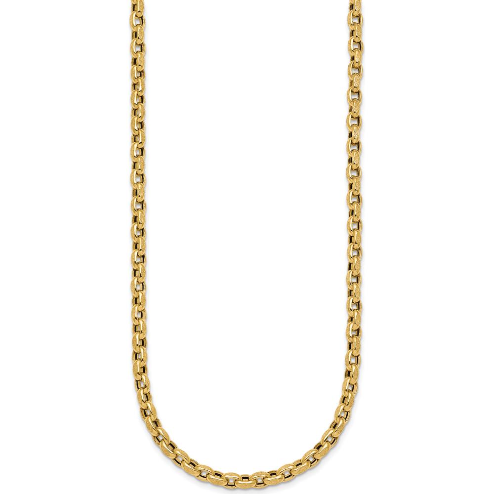 14K Yellow Gold Polished Fancy Textured Rolo Link Necklace - 17.25" Length by 0