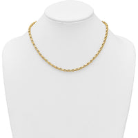 14K Yellow Gold Polished Fancy Textured Rolo Link Necklace - 17.25" Length by 0