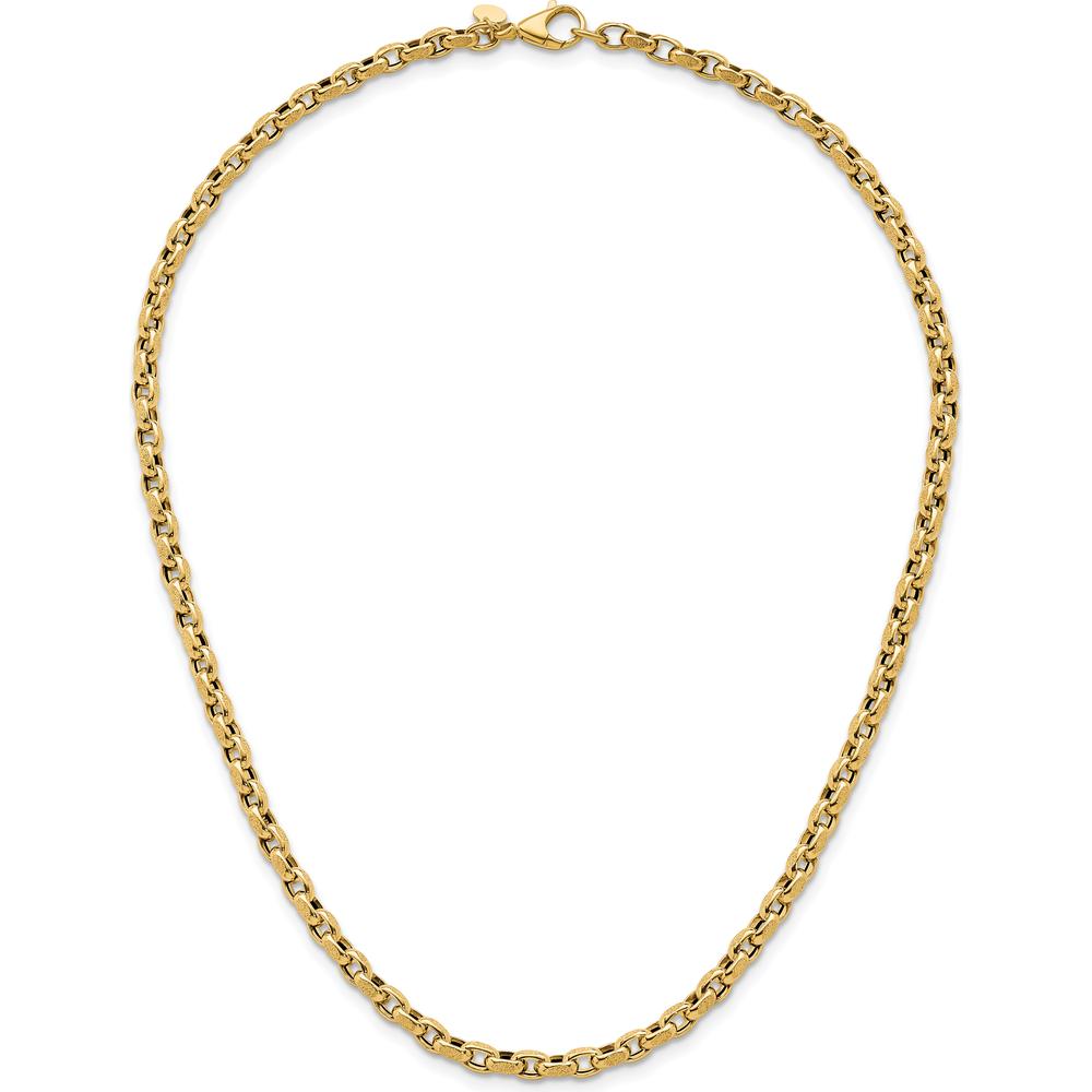 14K Yellow Gold Polished Fancy Textured Rolo Link Necklace - 17.25" Length by 0