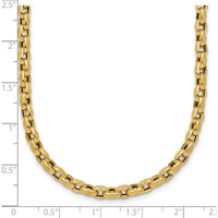 14K Yellow Gold Polished Fancy Textured Rolo Link Necklace - 17.25" Length by 0