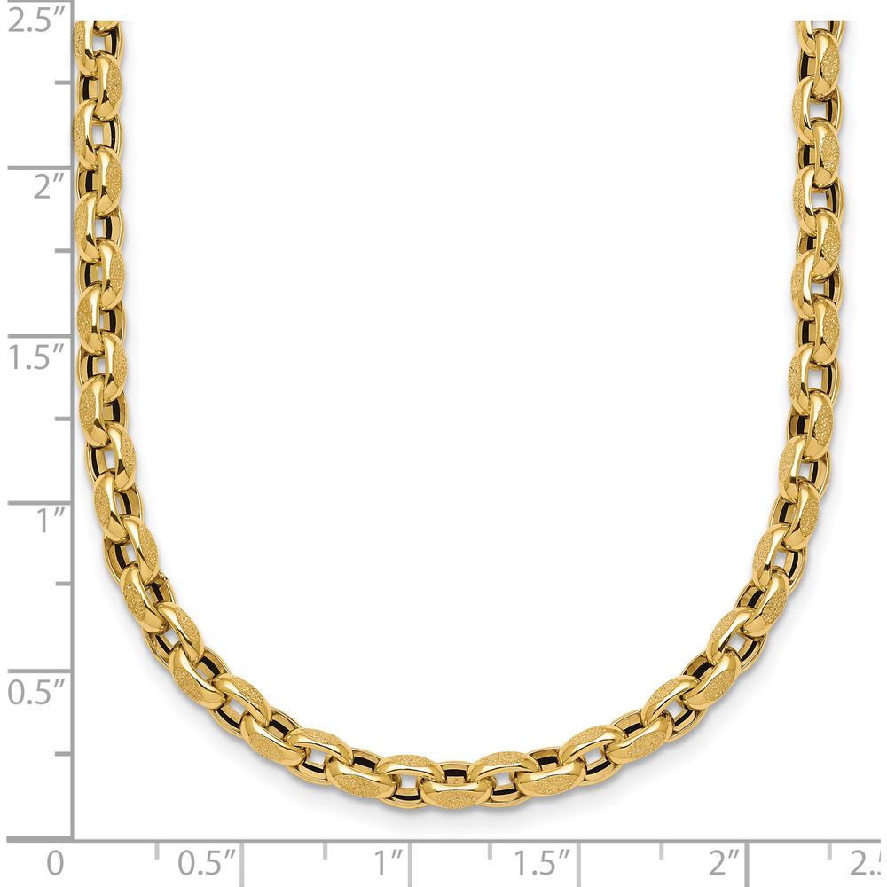 14K Yellow Gold Polished Fancy Textured Rolo Link Necklace - 17.25" Length by 0