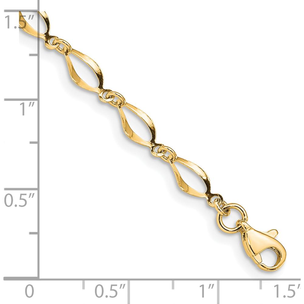 14K Yellow Gold Polished Fancy Twisted Link 7.25" Bracelet by Oro Pregiato