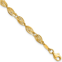14K Yellow Gold Polished Fancy Twisted Oval Link Bracelet - 7.75 inches by 0