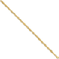 14K Yellow Gold Polished Fancy Twisted Oval Link Bracelet - 7.75 inches by 0