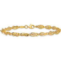 14K Yellow Gold Polished Fancy Twisted Oval Link Bracelet - 7.75 inches by 0