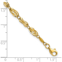 14K Yellow Gold Polished Fancy Twisted Oval Link Bracelet - 7.75 inches by 0