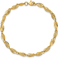 14K Yellow Gold Polished Fancy Twisted Oval Link Bracelet - 7.75 inches by 0