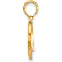 14K Yellow Gold Polished Fancy Wing and Heart Pendant Charm - 19mm Length by Oro Pregiato