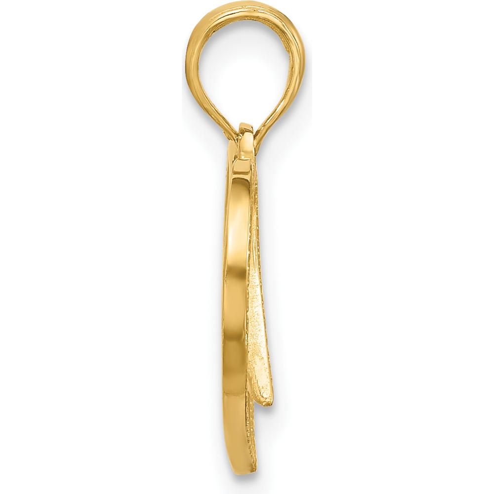 14K Yellow Gold Polished Fancy Wing and Heart Pendant Charm - 19mm Length by Oro Pregiato