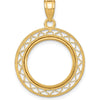14K Yellow Gold Polished Fancy Wire Coin Bezel Pendant for 1/10 oz. American Eagle Coin by Numis Coin Jewelry
