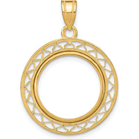 14K Yellow Gold Polished Fancy Wire Coin Bezel Pendant for 1/10 oz. American Eagle Coin by Numis Coin Jewelry