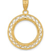 14K Yellow Gold Polished Fancy Wire Coin Bezel Pendant for 1/10 oz. American Eagle Coin by Numis Coin Jewelry