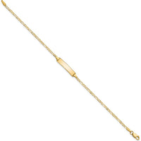 14K Yellow Gold Polished Figaro Chain 8" ID Bracelet with Flat Plate - Engravable by Oro Pregiato