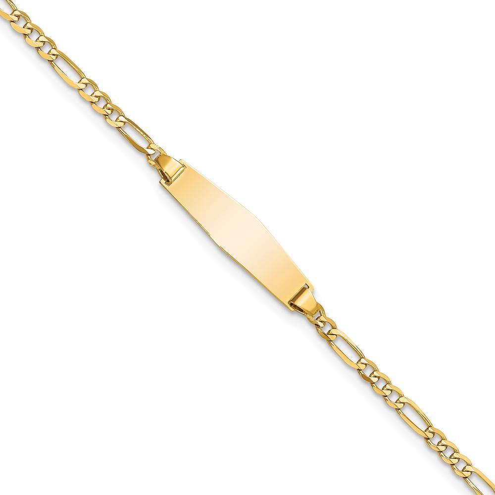 14K Yellow Gold Polished Figaro Chain Baby ID Bracelet - 6" by Oro Pregiato