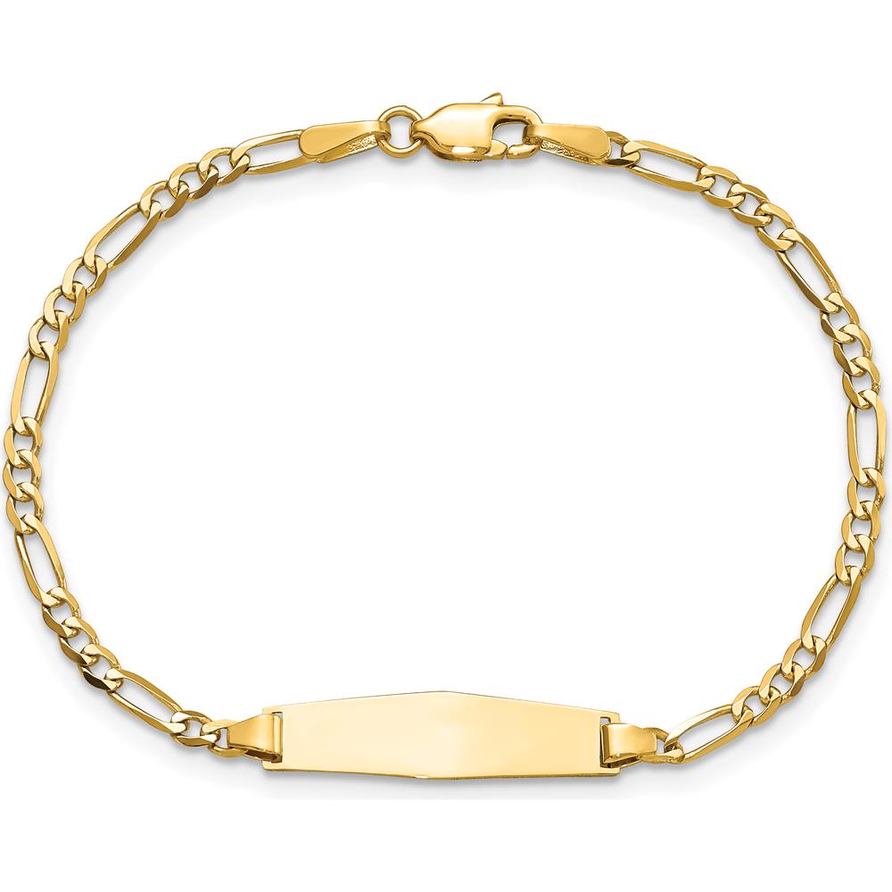 14K Yellow Gold Polished Figaro Chain Baby ID Bracelet - 6" by Oro Pregiato