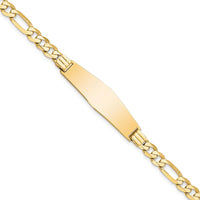 14K Yellow Gold Polished Figaro Chain ID Bracelet with Solid Plate - 8" Length by Oro Pregiato