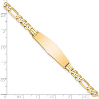 14K Yellow Gold Polished Figaro Chain ID Bracelet with Solid Plate - 8" Length by Oro Pregiato