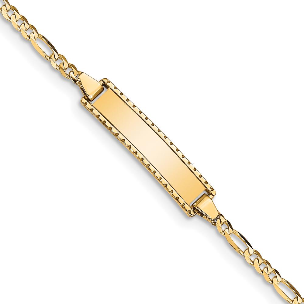 14K Yellow Gold Polished Figaro Link Baby/Child ID Bracelet - 6" Length by Oro Pregiato