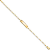 14K Yellow Gold Polished Figaro Link Baby/Child ID Bracelet - 6" Length by Oro Pregiato