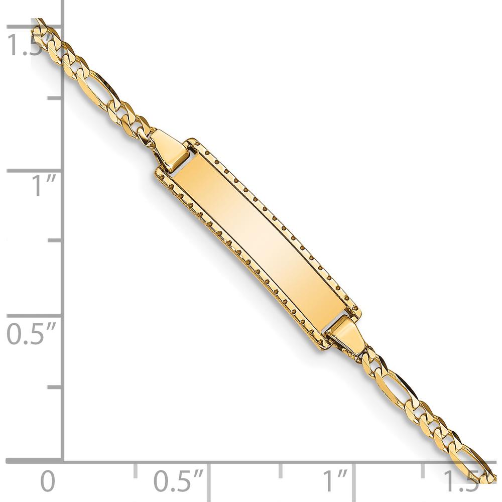 14K Yellow Gold Polished Figaro Link Baby/Child ID Bracelet - 6" Length by Oro Pregiato