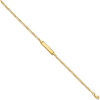 14K Yellow Gold Polished Figaro Link Chain with Solid Plate Diamond-Cut ID Bracelet - 7 Inches by Oro Pregiato