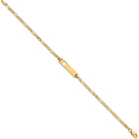 14K Yellow Gold Polished Figaro Link Cut-out Heart ID Bracelet - 7" Length by Oro Pregiato