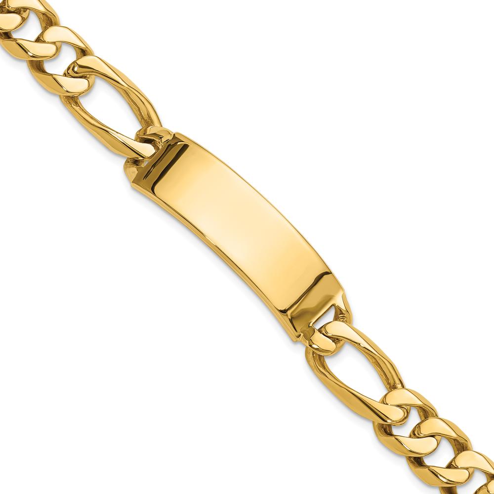 14K Yellow Gold Polished Figaro Link ID Bracelet - 8.5" Length by Oro Pregiato